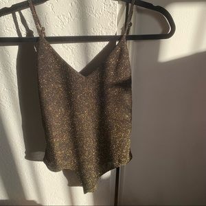 Charlotte Russe Gold Gliterry Shimmer Bodysuit Tank| Gold & Black | Size…
